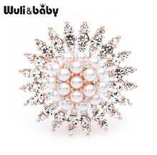 Wuli & baby, broches de flores de sol y perlas de diamantes de imitación para mujeres, bodas, broche de aleación, broches, regalos 2024 - compra barato