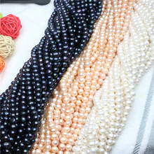 Perlas redondas de agua dulce para hacer joyas, abalorios de perlas naturales blancas reales de 7-8mm para collar, pulseras, pendientes, hebra de 14" 2024 - compra barato