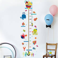Cartoon Cats fishing Kids Height Measure Wall Stickers For Girls Room Growth Chart Diy Mural Nursery Home Decals Art Wallpaper 2024 - buy cheap