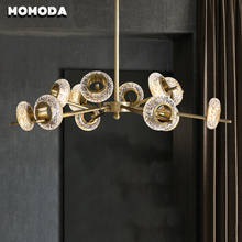 Modern Brass Chandeliers Lighting for Living Room Luxury Brushed Golden Bedroom Restaurant Hanging Lamps LED Indoor Glass Lustre 2024 - buy cheap