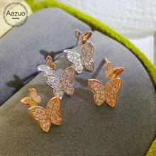 Aazuo 18K Pure White Gold Rose Gold Fashion Jewelry Real Diamond Butterfly Stud Earring Party Fine Jewelry Hot Sell 2024 - buy cheap