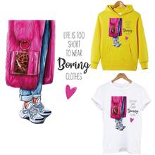 Parches geniales para mujer, parches de planchado para ropa, vestido rosa, diseño de chica, apliques térmicos para ropa, accesorio de camisa DIY 2024 - compra barato