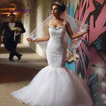 Vestidos de novia de sirena de encaje, Sexy, talla grande, blanco o marfil, novia africana, vestidos de novia 2024 - compra barato