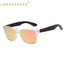 Солнцезащитные очки LongKeeper для мужчин и женщин, Классические поляризационные квадратные солнечные очки с деревянными дужками, в винтажном стиле, зеркальные, с защитой от ультрафиолета 2024 - купить недорого