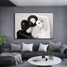 Pintura al óleo sobre lienzo de Mujer Africana desnuda Sexy abstracta en blanco y negro, carteles e impresiones, imagen artística de pared para sala de estar 2024 - compra barato