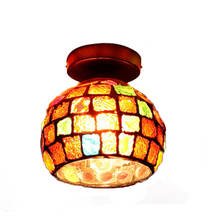 Luminária de teto em mosaico e27, lâmpada de teto estilo retrô, industrial, redonda, de vidro, para apartamento, restaurante, bar, hotel, café 2024 - compre barato
