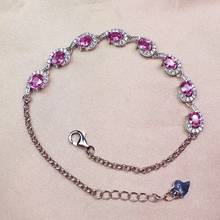Colife jóias rosa safira pulseira para uso diário 8 peças natural rosa safira prata pulseira 925 prata safira jóias 2024 - compre barato