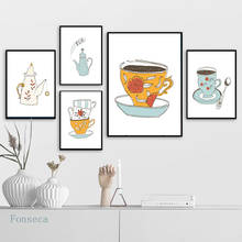 Cartoon Art Teapot Cup Canvas Painting Nordic Posters And Prints Abstract Cute Wall Pictures For Living Room Kitchen Cafe 2024 - buy cheap