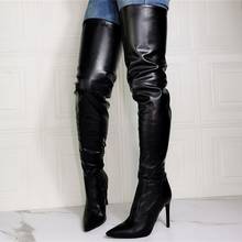 Trendy Runway Ladies Thigh High Boots Club Party Show Over the Knee Crotch Boots Stock Shoes Woman Female Bota Botines Mujer 2024 - buy cheap