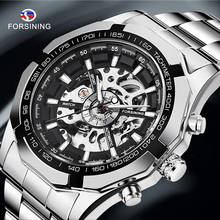 Fashion Forsining Brand Silver Stainless Steel Waterproof Men Skeleton Watches luxury Transparent Mechanical Man Wrist Watch 2024 - buy cheap