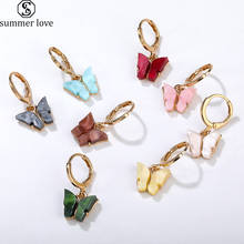 Fashion Colorful Acrylic Butterfly Shape Animal Drop Earrings for Women High Quality Copper Hoop Jewelry Accessories 2024 - buy cheap