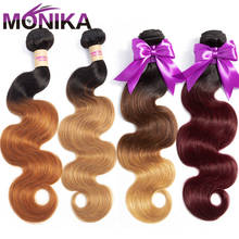 Monika Hair Peruvian Body Wave Human Hair Bundles Ombre Weave Honey Blonde Bundles T1B/#4#27#30 Colored Hair Bundles Non-Remy 2024 - buy cheap