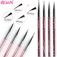 Bqan-conjunto de pincéis para manicure, cabo de 4, 5, 7, 10mm, cabo puro, prateleira, pincel para desenho nas unhas, caneta de flores, pintura 2024 - compre barato