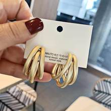 BLIJERY Fashion Matte Gold Color Multilayer Hoop Earrings For Women Brincos Statement Earrings Hoops Punk Jewelry Gift 2024 - buy cheap