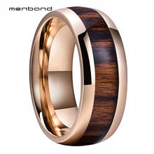 Anel de rosas para homens e mulheres, anel de carboneto de tungstênio, pulseira com incrustação de madeira real, 8mm, ajuste confortável 2024 - compre barato