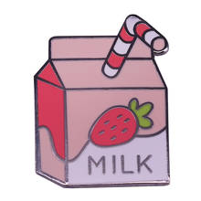 Strawberry milk carton pin cute pastel creative drinks accessory 2024 - buy cheap