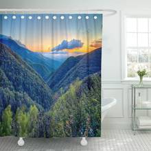 Orange Blue Ridge Parkway Summer Appalachian Mountains Sunset Red Shower Curtain Waterproof Polyester Fabric 72 x 72 Inches Set 2024 - buy cheap