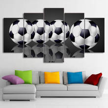 Настенный плакат, Современный домашний декор, гостиная, спальня, 5 шт., абстрактная футбольная Спортивная холщовая картина, модульные картины, рамка 2024 - купить недорого