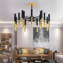 Post-modern Art Black and gold Led Pendant Lights Concise Stick Design Livingroom Bedroom Bar Decoration Light Fixtures 2024 - buy cheap