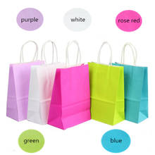 Bolsa de papel Kraft con asas, 21x15x8cm, bolsas de regalo para Festival, boda, fiesta de cumpleaños de bebé, 40 unidades/lote 2024 - compra barato