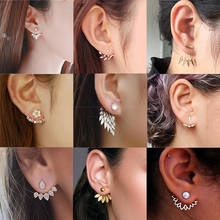 Hot Crystal Flower Stud Earrings for Women Fashion Jewelry Gold Rhinestones Earrings Gift for Party and Best Friend 2024 - buy cheap