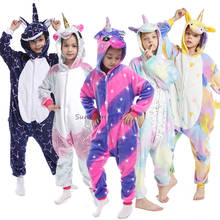 Kigurumi Girls Boys Unicorn Pajama Kids jumpsuit Sleepwear Children Animal Flannel Licorne Onesies Baby Pegasus Sleepwear 2024 - buy cheap