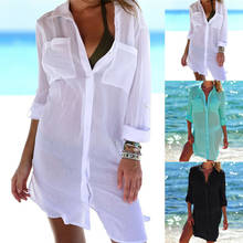 NEW Women Bikini Cover Up Swimwear Bathing Summer Beach Loose Blouse Shirt Dress /BY 2024 - buy cheap