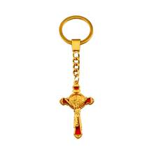 Anel de cabeça de santo benedito, medalha de esmalte vermelho com crucifixo religioso, proteção para viagem, 28.5mm, pingente em ouro antigo embutido 15 modos a363 2024 - compre barato
