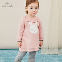 DBH14437 dave bella autumn baby girl's cute bow cartoon sweater dress children fashion party dress kids infant lolita clothes 2024 - buy cheap