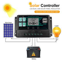 Controlador de carga Solar MPPT/PWM de 12V/24V, regulador inteligente de batería de Panel Solar con puerto USB Dual y pantalla LCD 10A/20A/30 2024 - compra barato
