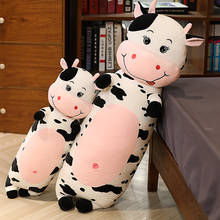 Travesseiro de pelúcia de vaca, 80/100/120cm, grande, brinquedo macio, desenho animado, almofada de pelúcia para dormir, bebê, crianças, presente de aniversário 2024 - compre barato