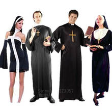 Trajes de Cosplay de mirilla para adultos, túnicas largas para Halloween, Carnaval, sacerdote, monja, Iglesia religiosa, católica, piadosa, ropa Vintage 2024 - compra barato