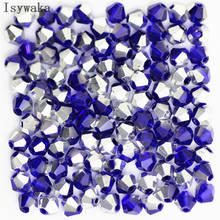 Isywaka profundo azul de Color plata 100 Uds 4mm Bicone perlas de cristal de Austria de perlas de cristal cuentas separadoras sueltas perlas para la fabricación de la joyería DIY 2024 - compra barato
