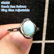 Anillo de cuentas de Larimar azul Natural para mujer y hombre, cuentas de 8x6mm, piedra, cristal de plata, anillo fino de joyería ajustable AAAAA 2024 - compra barato