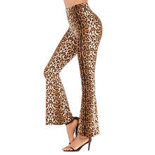 Calças femininas verão magro leopardo flares leggings mulheres de cintura alta perna larga calças femininas sexy bodycon calças clube 2024 - compre barato
