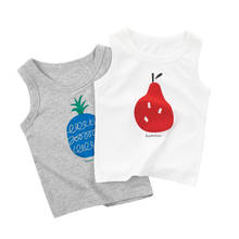 Lucashy, простые футболки для маленьких мальчиков и девочек, детская модная футболка без рукавов с принтом ананаса, детская одежда, повседневный спортивный жилет, топы 2024 - купить недорого
