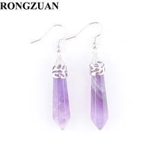 New Arrivals Free Shipping Natural Amethysts Gem Stone Beads Dangle Earrings for Women 1 Pair Fashion Jewelry TR3058 2024 - buy cheap
