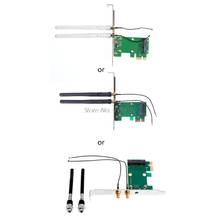 Mini pci-e para pci-e 1x adaptador de mesa conversor com duas antenas para wi-fi sem fio placa de rede 2024 - compre barato