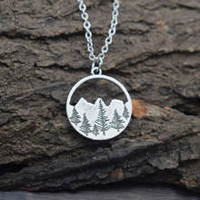 1pcs Lovely Forest Pine Trees and Mountains Necklace Lovers Gift  Hiking Woodland Jewelry 2024 - buy cheap