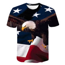 Camiseta divertida con estampado 3d de águila y bandera de EE. UU. Para hombre y mujer, ropa con cuello redondo, de gran tamaño 2024 - compra barato