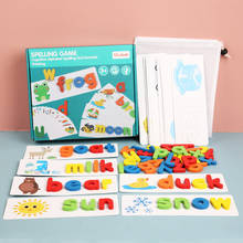Cartas de aprendizado de madeira para crianças, jogo de cartas de alfabeto para aprendizagem de palavras, letras em inglês, brinquedo 2024 - compre barato