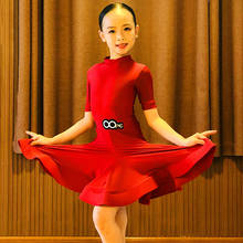 Girl's Latin Competition Red Dress Set Top+Skirt Dancing Level Examination Regulation Clothes Ballroom Dress Standard Wear 4184 2024 - buy cheap