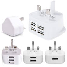 Штепсельная Вилка стандарта Великобритании, адаптер с двумя USB-портами, 3-контактный сетевой адаптер, настенное зарядное устройство, дорожный зарядный кабель 5V2, 1 А для Apple 2024 - купить недорого