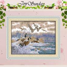 The flying birds in snow day Counted Cross Stitch 11CT 14CT Cross Stitch Set Wholesale Cross-stitch Kit Embroidery Needlework 2024 - buy cheap