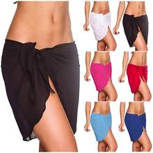 Women Beach Bikini Cover Up Solid Color Pareo Chiffon Wrap Skirt Sarong Scarf Beachwear Bathing Beachwear Swimsuits Cover-Ups 2024 - buy cheap