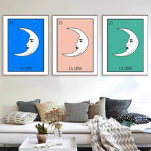 Pósteres e impresiones Vintage de La Luna, lienzo de arte de pared de Luna creciente, pintura de cara de Luna antigua, decoración de arte folclórico Retro mexicana 2024 - compra barato