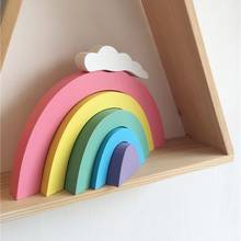 Wooden Rainbow Nursery Room Decor Kids Room Rainbow Decor Building Blocks INS Nordic Home Decoration Baby Toys Rainbow Blocks 2024 - buy cheap