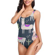 New 2020 Sexy One Piece Swimsuit Female Backless Bodysuit Swimwear Llama And Cactus Women Bathing Suit Swimming Beach Wear 2024 - buy cheap