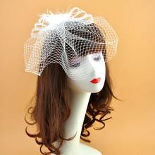 Fascinator Mesh Veil Fake Feather Wedding Birdcage Veil Tea Party Veil Headpiece party Hat Corsage Wedding Bridal Hats 2024 - buy cheap
