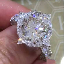 Anel de cristal pedra branca brilhante, bijuteria para mulheres, anel de aniversário, presente de casamento, estrela, bijuterias para meninas 2024 - compre barato